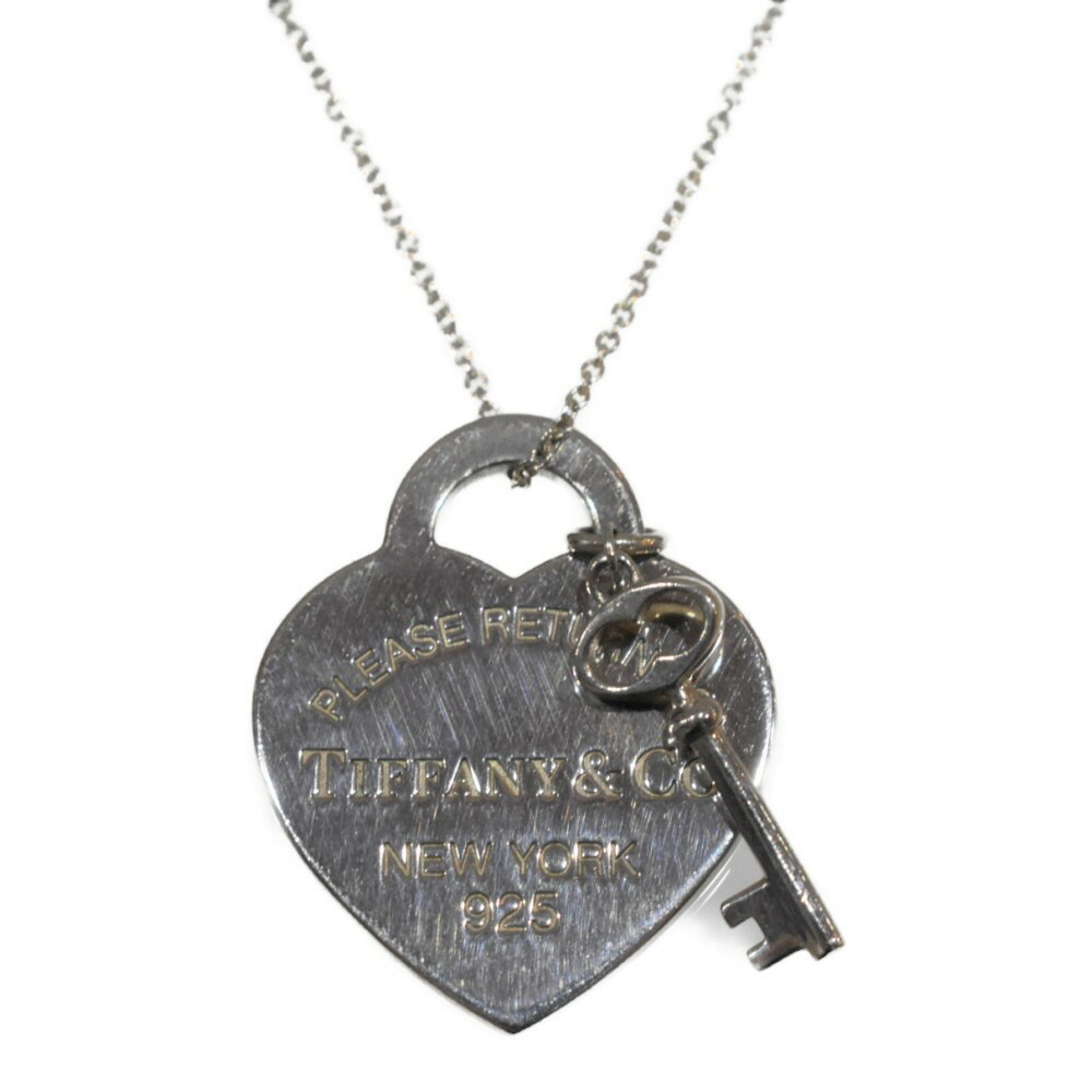 TIFFANY Co Heart Key Pendant Silver Necklace Motifs